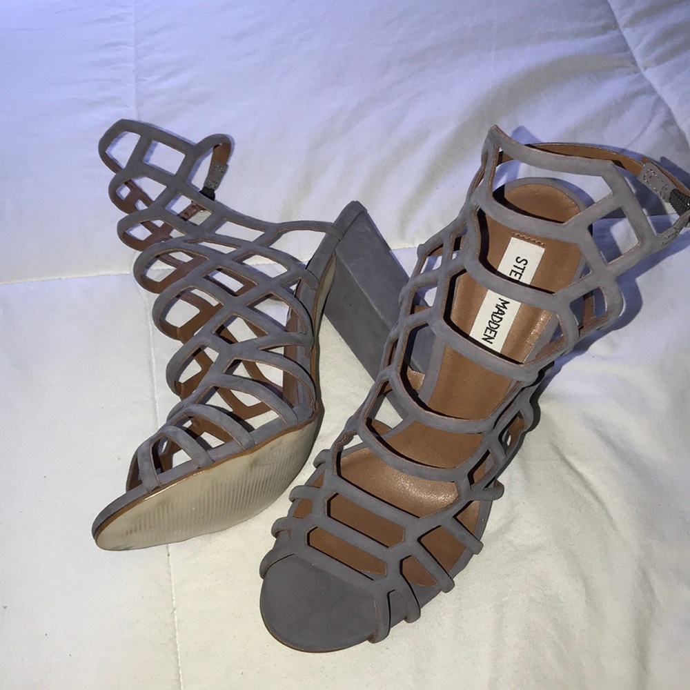 Steve Madden Skales Grey Caged Dress Sandals